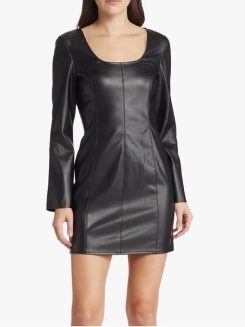 Vero Moda Bella Faux Leather Mini Dress Black Size M